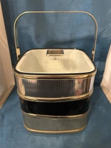 Vintage 1970’s Culvers Gold & Black Square Ice Bucket w Lid, Barware - Picture 1 of 7