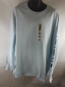 Carhartt Manga larga de los hombres Camiseta de cuello redondo azul 2X Big Spell out Sleeve - Imagen 1 de 12