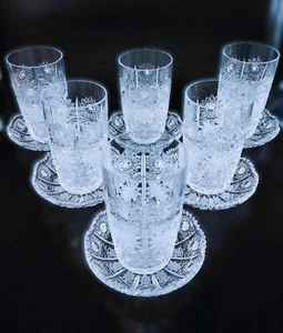 Té de cristal corte bohemia checo, juego de café sin cristal 6 piezas + 6 platos - Imagen 1 de 5