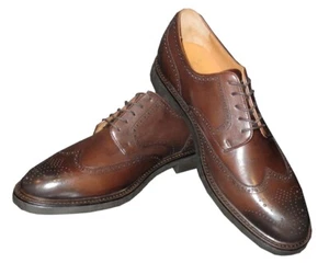 NEW SZ 11 POLO RALPH LAUREN SHOES BROWN BURNISHED COW LEATHER PERFORATED WINGTIP - Picture 1 of 10