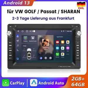 Radio de coche para VW Polo 9N Golf Jetta MK4 Passat B5 T5 64 GB Android 13 GPS Navi BT - Imagen 1 de 14