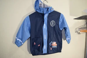 Rome Marymount International School Hood Rain OVERSIZED Jacket BOYS XS 3 4 Blue - Picture 1 of 14