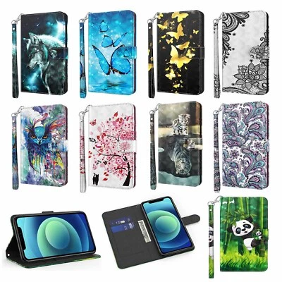 Patterned Case Wallet Flip Cover For iPhone 15 14 Pro Max 13 12 11 X 8 7 Plus SE - Image 1 of 4