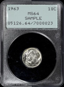 1963 10C Roosevelt Dime PCGS MS 64 | Sample Rattler Holder Uncirculated UNC BU - Picture 1 of 4