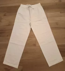 * ESPRIT coole Leinen Sommer Hose Gr. 38 L 32 NEU Weiß mit Gummibund & 4 Taschen - Picture 1 of 6