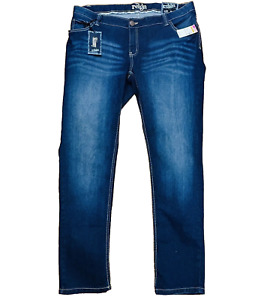 REIGN BY DEB Dark Blue Skinny Low Rise Stretch Fancy 5 Pocket Jeans Size 16 New