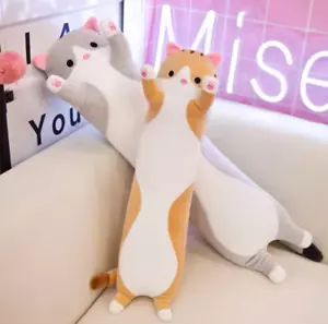 Plüsch Lang Niedlich Katze Kissen Kissen Cartoon Stofftier Spielzeug Weich Stofftier 19 Zoll - Bild 1 von 10