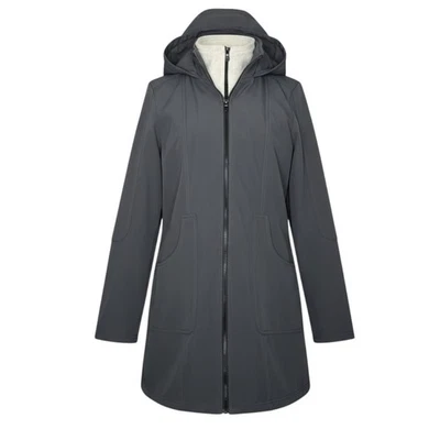 Tek Gear полный молнии серый куртка женщин L флис с подкладкой водостойкий с капюшоном пальто - Изображение 1 из 4