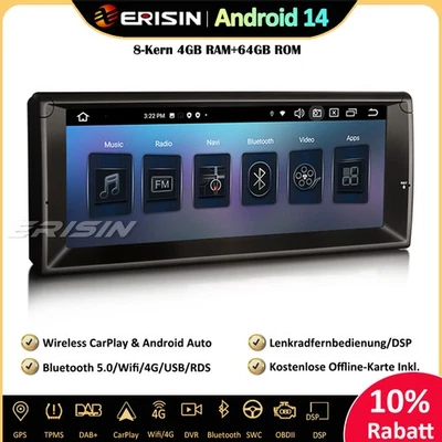 10.25" Android 14 Autoradio GPS für BMW 5er E39 M5 DAB+ CarPlay Wifi RDS DTV DSP - Bild 1 von 4