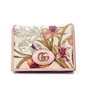 Cartera Compacta Doble Plegable Floral Edición Limitada a Japón Gucci Rosa Auténtica #354 - Imagen 1 de 12
