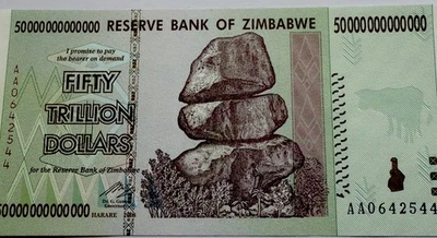 2008 50 TRILLION DOLLARS ZIMBABWE BANKNOTE, AA P-90 GEM UNC - Image 1 of 4