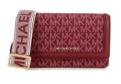 NUEVO MICHAEL KORS JET SET Pequeño Teléfono Logo Impresión Correa Nylon Bandolera Morera Foto 1 de 4