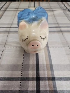 MCM EE. UU. Higgy Coin Dinero Banco Smash Cerámica Arco Azul - Imagen 1 de 6