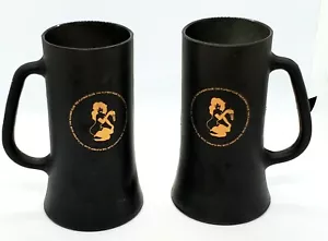 Playboy Bunny Club Tall Glass /Beer Mug 14 oz Black & Gold 1960s Set/2 EUC - Picture 1 of 11