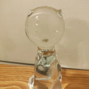 VGT Kitty Cat Blown Art Glass Crystal Clear Sitting Cat Figurine Paperweight  - Picture 1 of 10