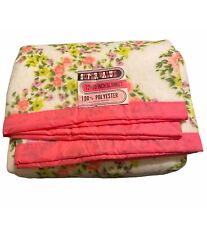 New Vintage Satin Trimmed Pink Floral 72" x 90" Polyester Shabby Chic Blanket