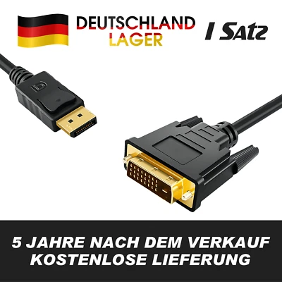 M43 DisplayPort auf DVI Kabel 1,8m 1080P DP zu DVI Konverter für Monitor DE - Bild 1 von 4