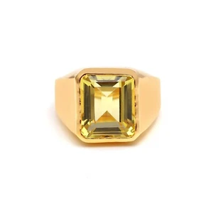 Natural Lemon Quartz Octagon Ring 925 Sterling Silver Gold Fill Jewelry For Her - Picture 1 of 10