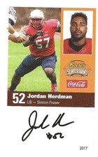 Jordan Herdman 2017 Signed SENIOR BOWL ROOKIE CARD Autographed RC Simon Fraser