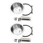 2Pcs Stainless Steel Coop Cups Hanging Cage Water Food Bowl For Dog Cat Puppy