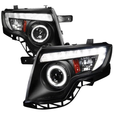 Ford Edge 07-10 Halo Projector Headlights w/ LED Light Strip Matte Black Clear - Image 1 of 3