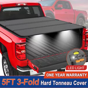 5FT 3-Fold Hard Bed Tonneau Cover For 04-14 Chevy Colorado GMC Canyon Waterproof - Picture 1 of 10