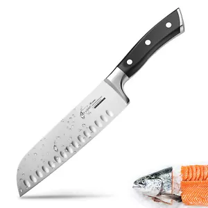 SKY LIGHT COLTELLO GIAPPONESE SANTOKU PROFESSIONALE ACCIAIO TEDESCO E CARBONIO - Imagen 1 de 8