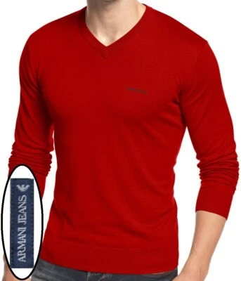 Nuevo con etiquetas Suéter Armani Jeans LOGO Calce Ajustado Ligero Cuello en V Foto 1 de 4