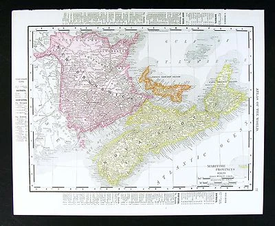 1907 Rand McNally Map Nova Scotia New Brunswick Halifax Manitoba Canada Antique - Image 1 of 2