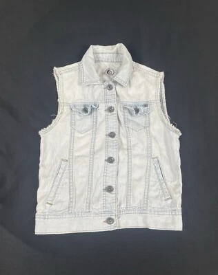 Volcom Women Blue Washed Crop Denim Vest Size XS - Image 1 of 4