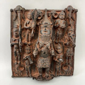 Vintage High Relief Thailand Bali Chalkware Bronze Finish Hanging Wall Sculpture - Picture 1 of 13