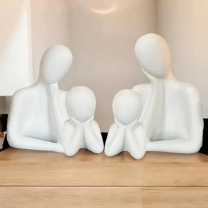 Couple family statues set of 4 modern and minimal decor sculptures ,ceramic - Picture 1 of 11