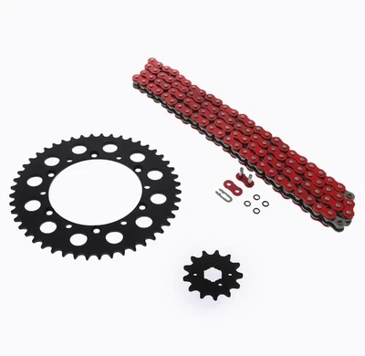 Cadena y piñón Kawasaki KX500 KX 500 1989-2004 rojo junta tórica negro 13/48 114L Foto 1 de 4