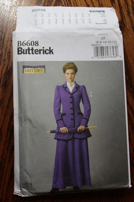 Butterick B6608 History Edwardian Walking Suit Costume Misses' Sz 6-14 Uncut - Image 1 of 3