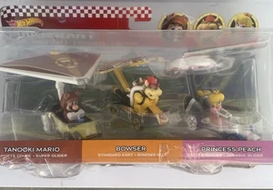Hot Wheels 3 Pack Set Super Mario Character Cars Set Luigi Wario Yoshi HD839 - Picture 1 of 11