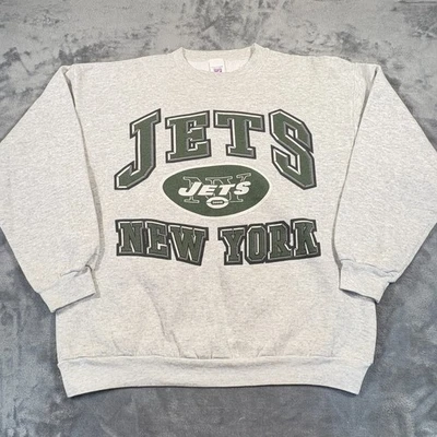 Sudadera De Colección New York Jets Para Hombres Grande Gris Fútbol NFL Vellón Gráfico Foto 1 de 4