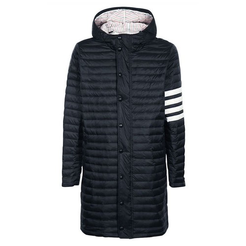 Giacca imbottita Thom Browne diagonale imbottita con cappuccio blu navy MOD013X 05411 415