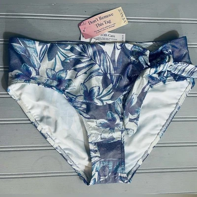 Pantalones de bikini VENUS Shine tiro medio florales para mujer medianos denim azul blanco nuevos con etiquetas Foto 1 de 4