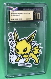 CGC Pristine 10 Jolteon B-Side Label Pokémon Sticker Pt. 7 - 2019 - Picture 1 of 5