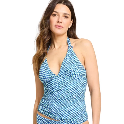 Tommy Bahama Palma Moderno Mosaico Tankini Top Para Mujer S Vidrio Azul Trajes de Baño TLW55 Foto 1 de 4