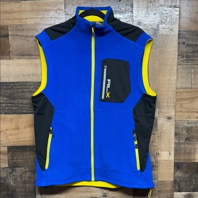 RLX Ralph Lauren Fleece Color Block Full Zip Vest Jacket 90s 2000s Blue Men's L - Image 1 of 4
