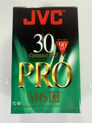 JVC VHS-C 录像带 高保真 小巧型 PRO 30 TC-30 PRO B 90 分钟 空白磁带 全新! — 第 1/4 张图片