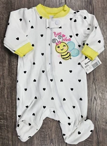 Baby Girl Clothes New Garanimals Preemie Bee Mine Footed Outfit - Picture 1 of 3