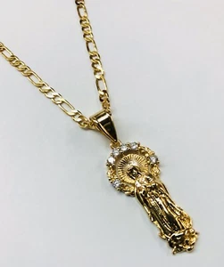 Cadena y Medalla Diamantada de la Virgen de Guadalupe Oro 14k Laminado  - Imagen 1 de 7