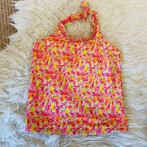 Lands End Kids Swim Top Girls 6 Tankini Halter Floral Printed - Picture 1 of 7
