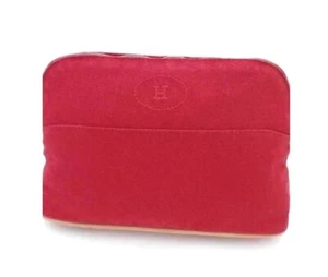 Hermès Bolide Womens Red Zipper Removable Shoulder Strap Mini Cosmetic Pouch Bag - Picture 1 of 5