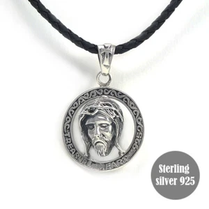 JESUS CHRISTUS Kopf Gesicht Anhänger Echt Sterling Silber 925  - Bild 1 von 7