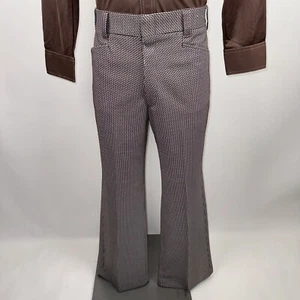 NOS Bell Bottom Pants Mens Vtg 60s 70s Disco Wide Flare Leg NEW Mister W 34 31 - Picture 1 of 15