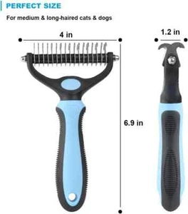 Pet Grooming Brush DeShedding Dog Cat Undercoat Rake Comb Double Sided - Picture 1 of 14