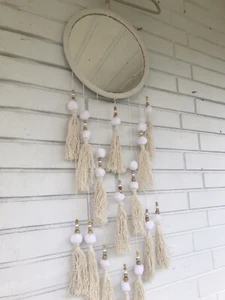 ESPEJO ATRAPASUEÑOS Macramé Colgante de Pared XL Borlas Bohemio Boho Chic Decoración - Imagen 1 de 9